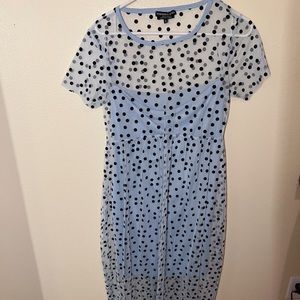 Blue and black polka dot mesh skater girl dres